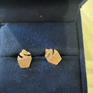Gold Cupcake Stud Earrings